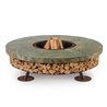 Ercole burning fire pit in steel and green marble