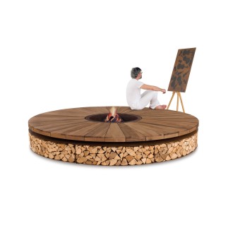 Burning fire pit in steel and wood - Artù - ISA Project