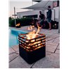 Cube barbecue/brazier/stool in steel