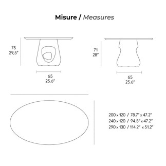 Oval Table with Wooden Top - Barbara | Horm