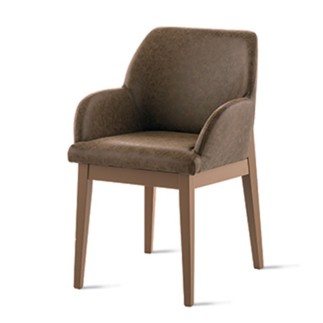 Padded armchair in vintage eco-leather and Wood - Salisburgo | IsaProject