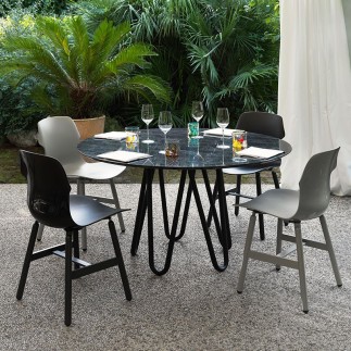 Round Table in Metal and Marble Top - Meduse | Casamania