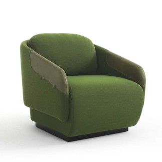 Upholstered Armchair with Armrests in Eco-leather - Worn | Casamania