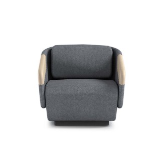 Upholstered Armchair with Armrests in Eco-leather - Worn