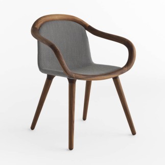 Padded armchair in walnut wood - Ginevra | Horm