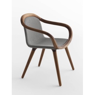 Padded armchair in walnut wood - Ginevra | Horm