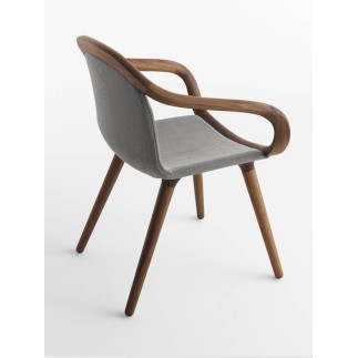 Padded armchair in walnut wood - Ginevra | Horm