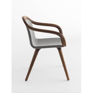 Padded armchair in walnut wood - Ginevra | Horm