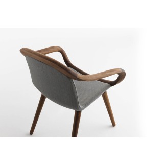 Padded armchair in walnut wood - Ginevra | Horm