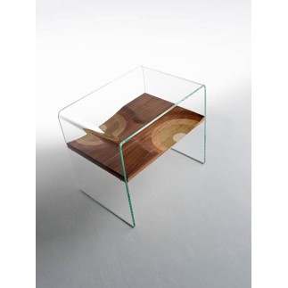 Coffee Table in Glass and Wood - Bifronte