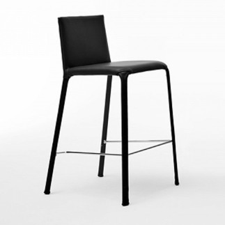 Jenia leather stool with woven backrest - Stools - ISA Project