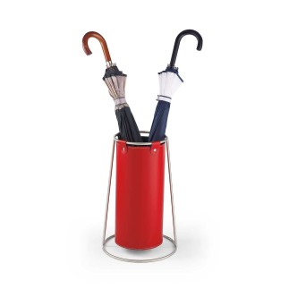 Umbrella stand in leather and steel - Skin