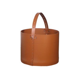 Storage bucket in leather with wheels -Frine | ISA Project