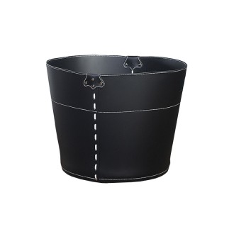 Container basket in leather on wheels - Cesto | ISA Project