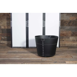 Container basket in leather on wheels - Secchio