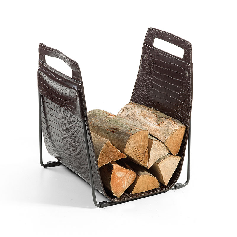 Log Holder in Leather - Bridge | Fireplace Accessories | ISA Project