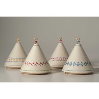 Tipi table lamp in wood and fabric - Lamps - ISA Project