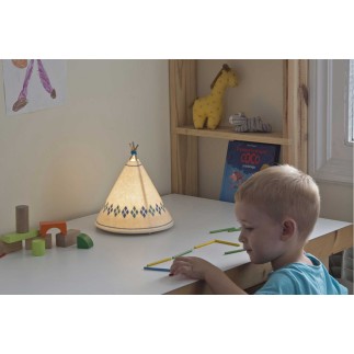 Tipi table lamp in wood and fabric - Lamps - ISA Project