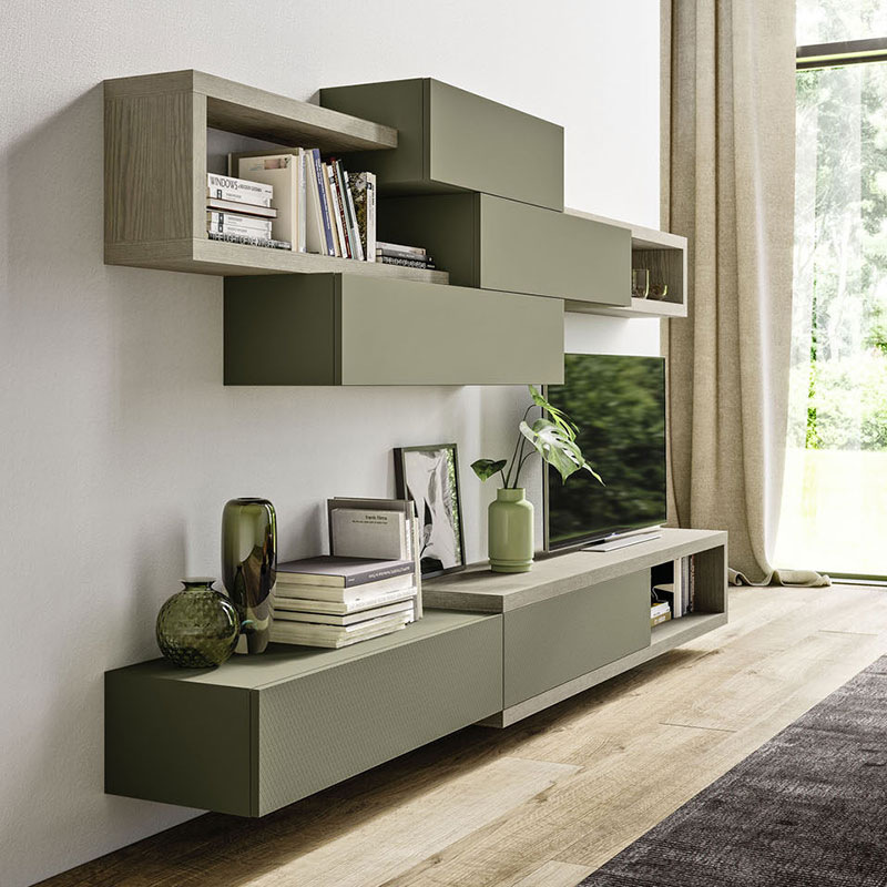 Day 10 TV cabinet composition with staggered wall units - Modular wall units - ISA Project