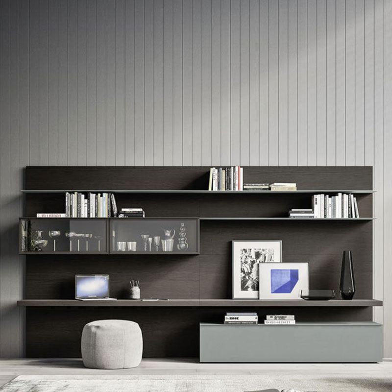 Day 17 bookcase/ TV cabinet composition with boiserie - Modular wall units - ISA Project