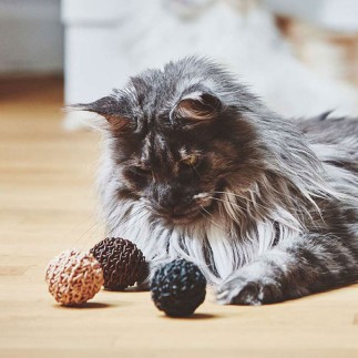 Set di 3 palline per gatto in pelle e sughero - Filo