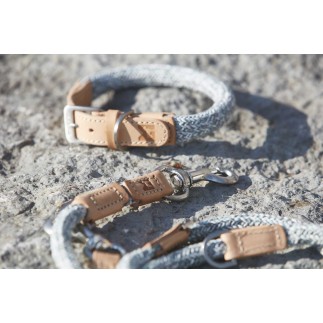 Dog collar in cotton and leather - Lucca | Miacara