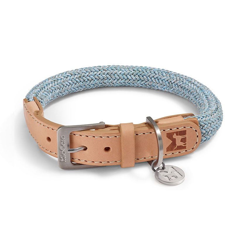 Dog collar in cotton and leather - Lucca | Miacara