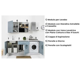 Space-saving Kitchen with Laundry Compartment - Smart 1 | Colavene