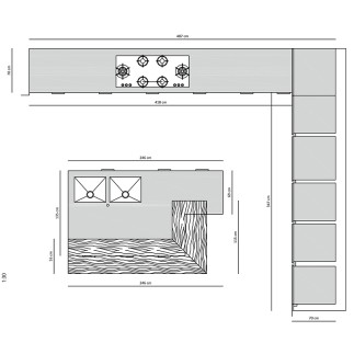 Cucina su misura con isola top in pietra - Miuccia - ISA Project