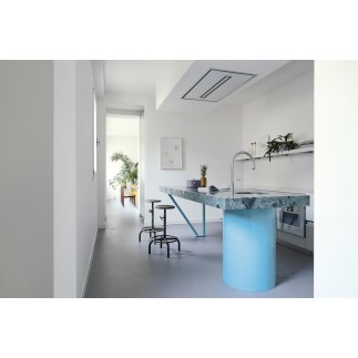 Foldaway kitchen in stone and elm - T45 - SA Project