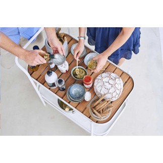 Food Trolley with Teak Wood Top - Roll | Cane-line