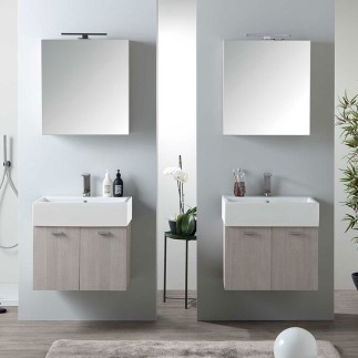 Composition Bathroom with Suspended Cabinet with Two Doors - Volant