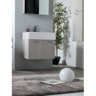 Composition Bathroom with Suspended Cabinet with Two Doors - Volant