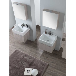 Composition Bathroom with Suspended Cabinet with Two Doors - Volant