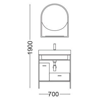 Bathroom Composition with Washbasin and Mirror - Trix 2 | Colavene