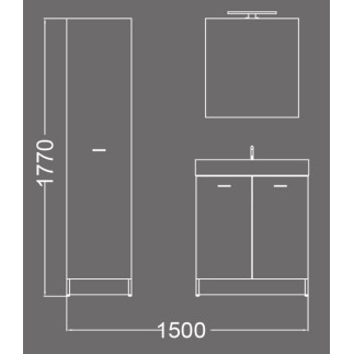 Bathroom Composition with Ceramic Basin - Trix 8 | Colavene