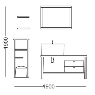 Bathroom Composition with Countertop Basin - Tino 3 | Colavene