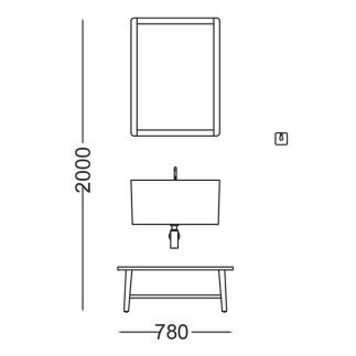 Bathroom Composition with Wooden Bench - Tino 04 | Colavene