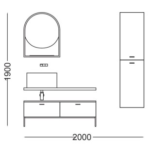 Bathroom Composition with Bright Mirror - Wynn 1 | Colavene