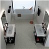 Bathroom composition with double sink on metal structure -