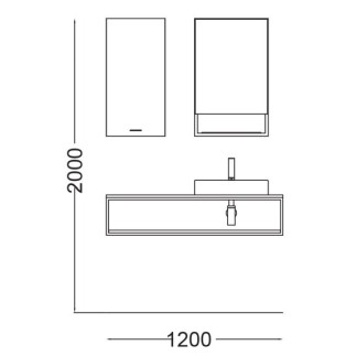 Bathroom Composition with Ceramic Washbasin - Cento 1 | Colavene