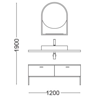 Composition Bathroom Cabinet with Mirror backlit - Cento 3 | Colavene