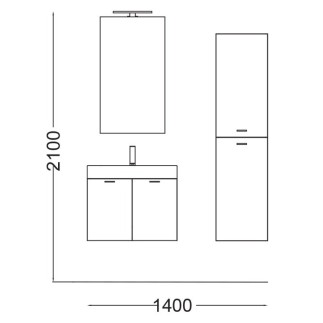 Bathroom Composition with Suspended Column - Cento 9 | Colavene