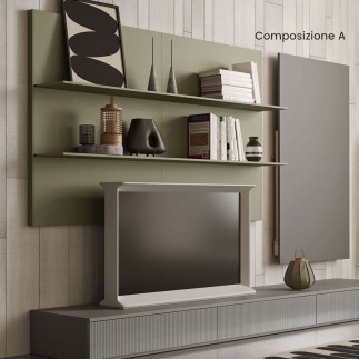 Modular Wall with TV Cabinet and Bed - Amalfi