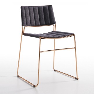 Sedia imbottita in tessuto o pelle - Slim | Midj