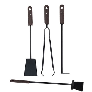 Basket Fireplace in Leather with Fire Tool Set - Ciary | Limac Design