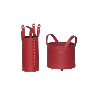 Basket Fireplace in Leather with Fire Tool Set - Ciary | Limac Design