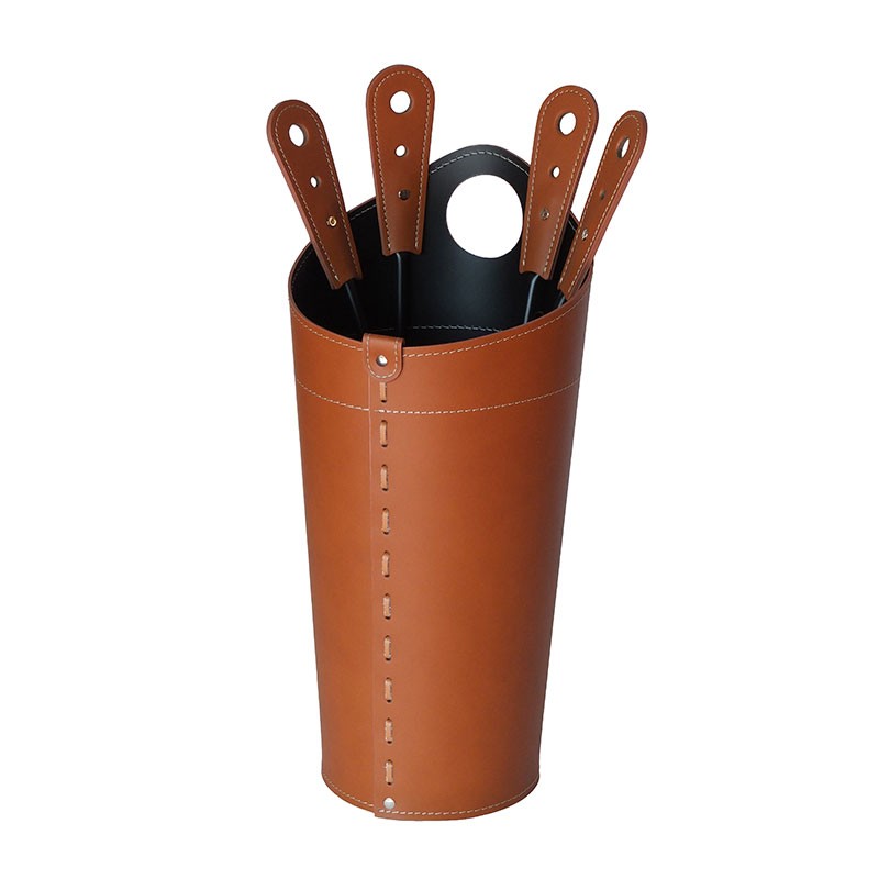 Leather Basket Fireplace with Fire Tool Set - Nilar | Limac Design