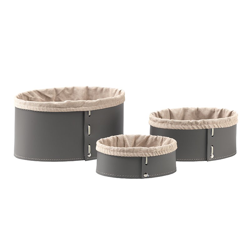 Set of 3 Oval Container in Leather - Martina | Limac Design