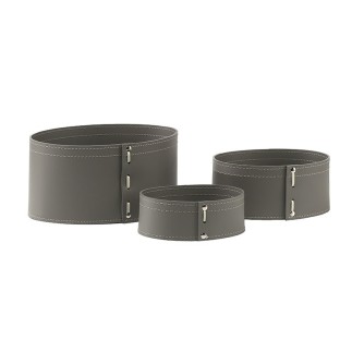 Set of 3 Oval Container in Leather - Martina